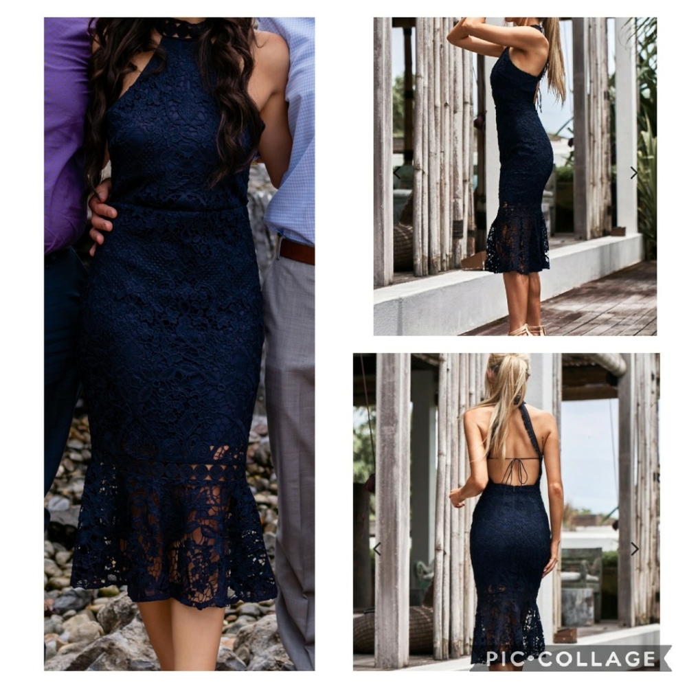 Navy Lace Dress Chalk Gazelle Sonia Dress size Med